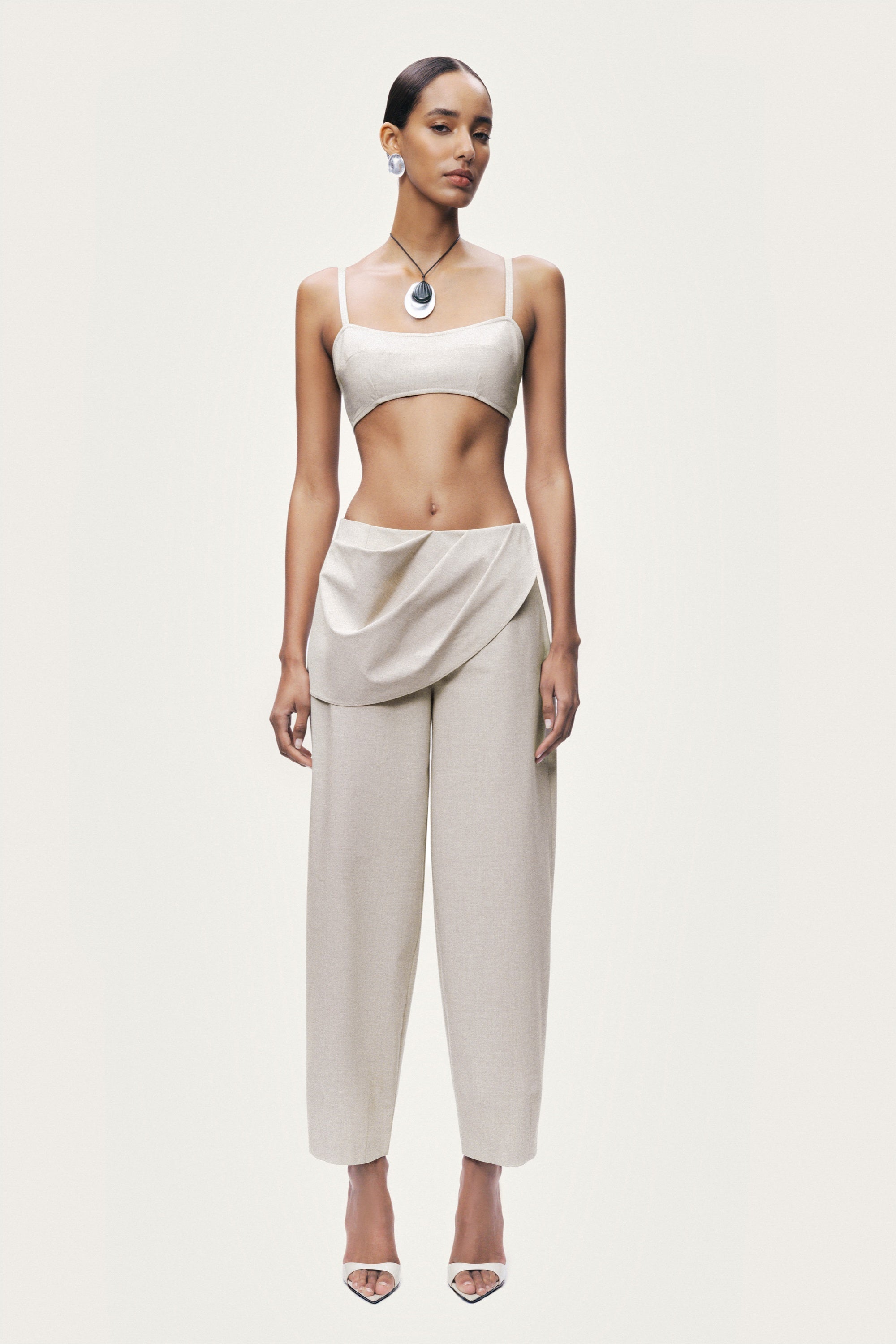 Draped Waist Detail Trousers