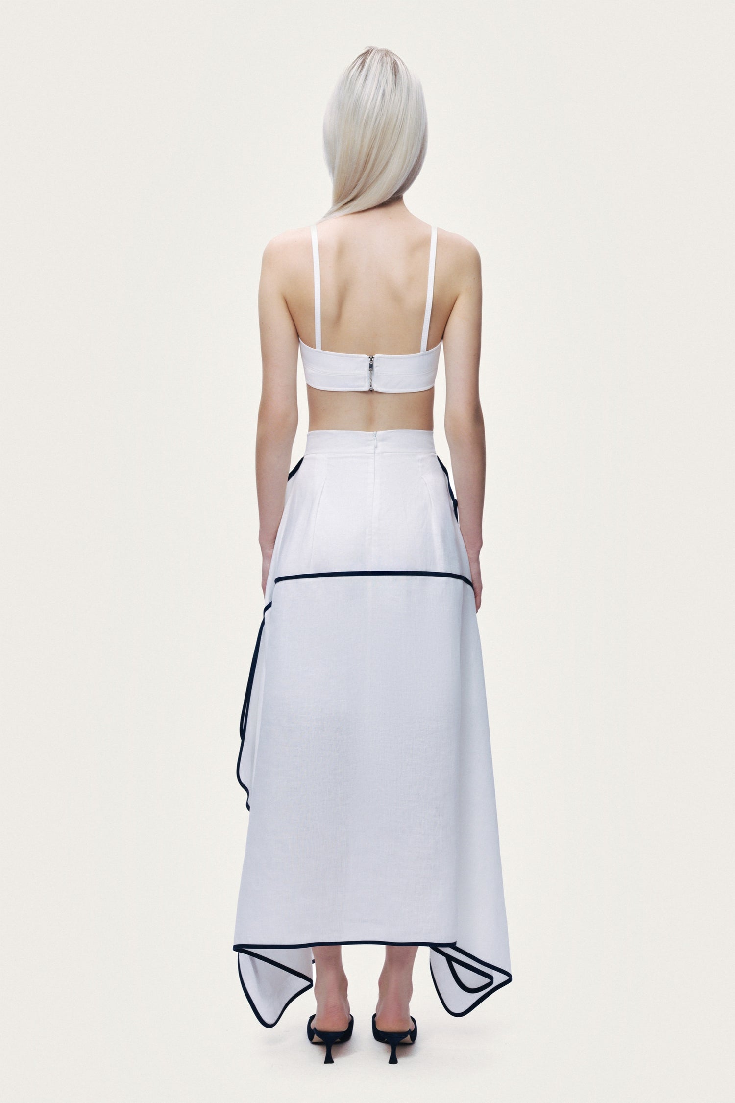 Contrast Trim Asymmetric Hem Skirt