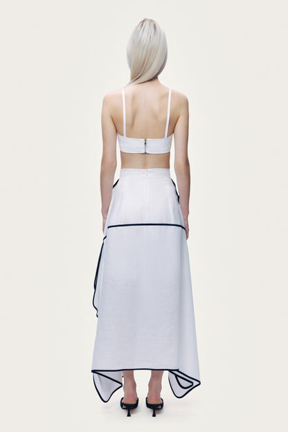 Contrast Trim Asymmetric Hem Skirt