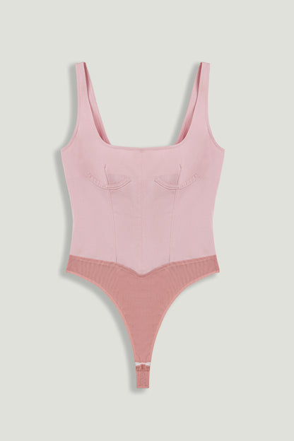 Pink Sculpted Corset Bodysuit