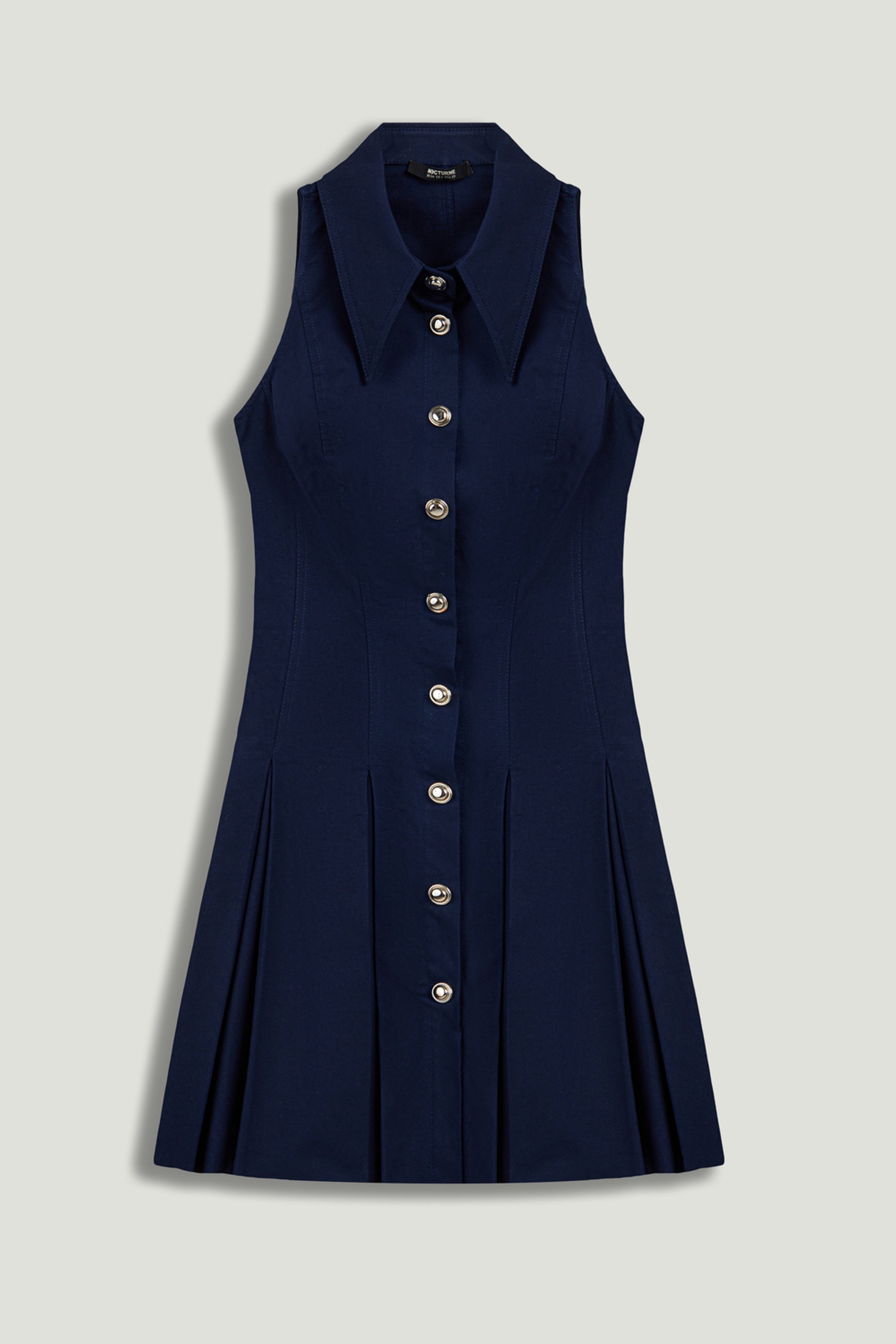 Shirt Collar Sleeveless Mini Dress