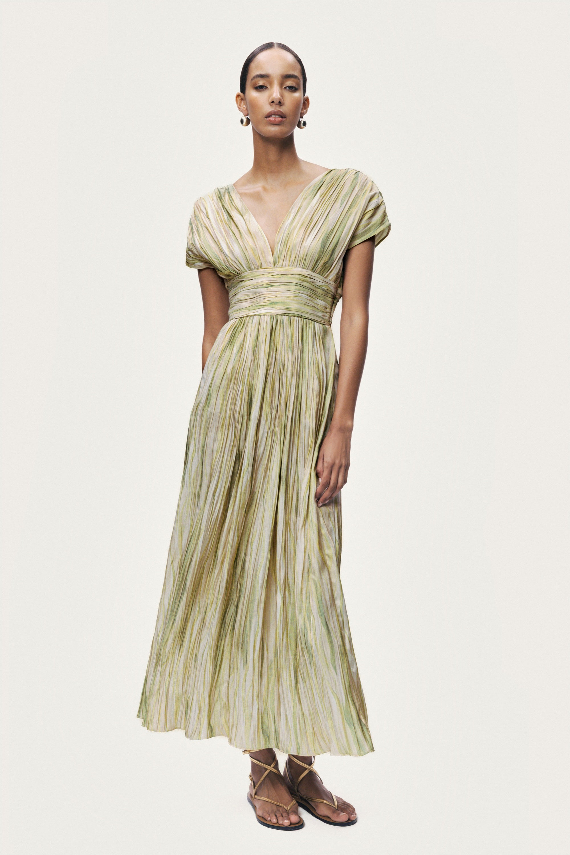 Printed Wrap Midi Dress