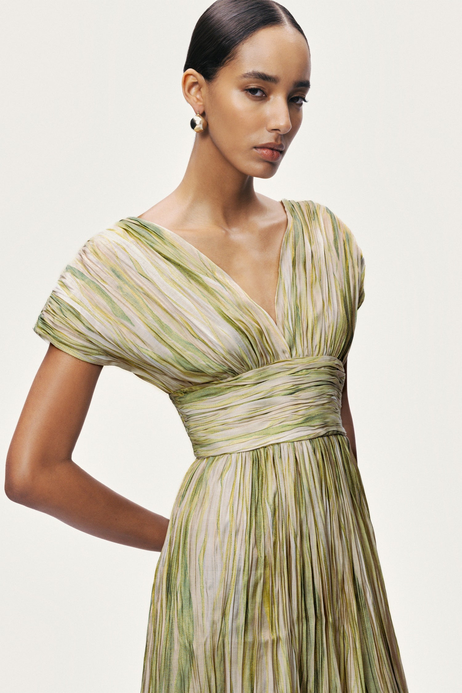 Printed Wrap Midi Dress
