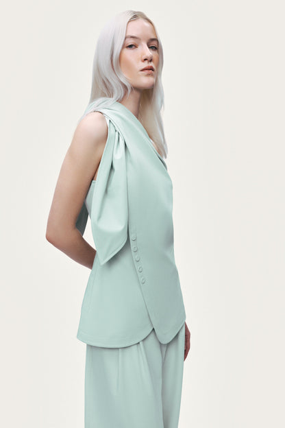 Detailed Shoulder Tie Blouse