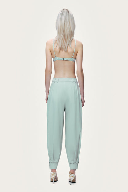 Draped High-Waist Harem Trouser