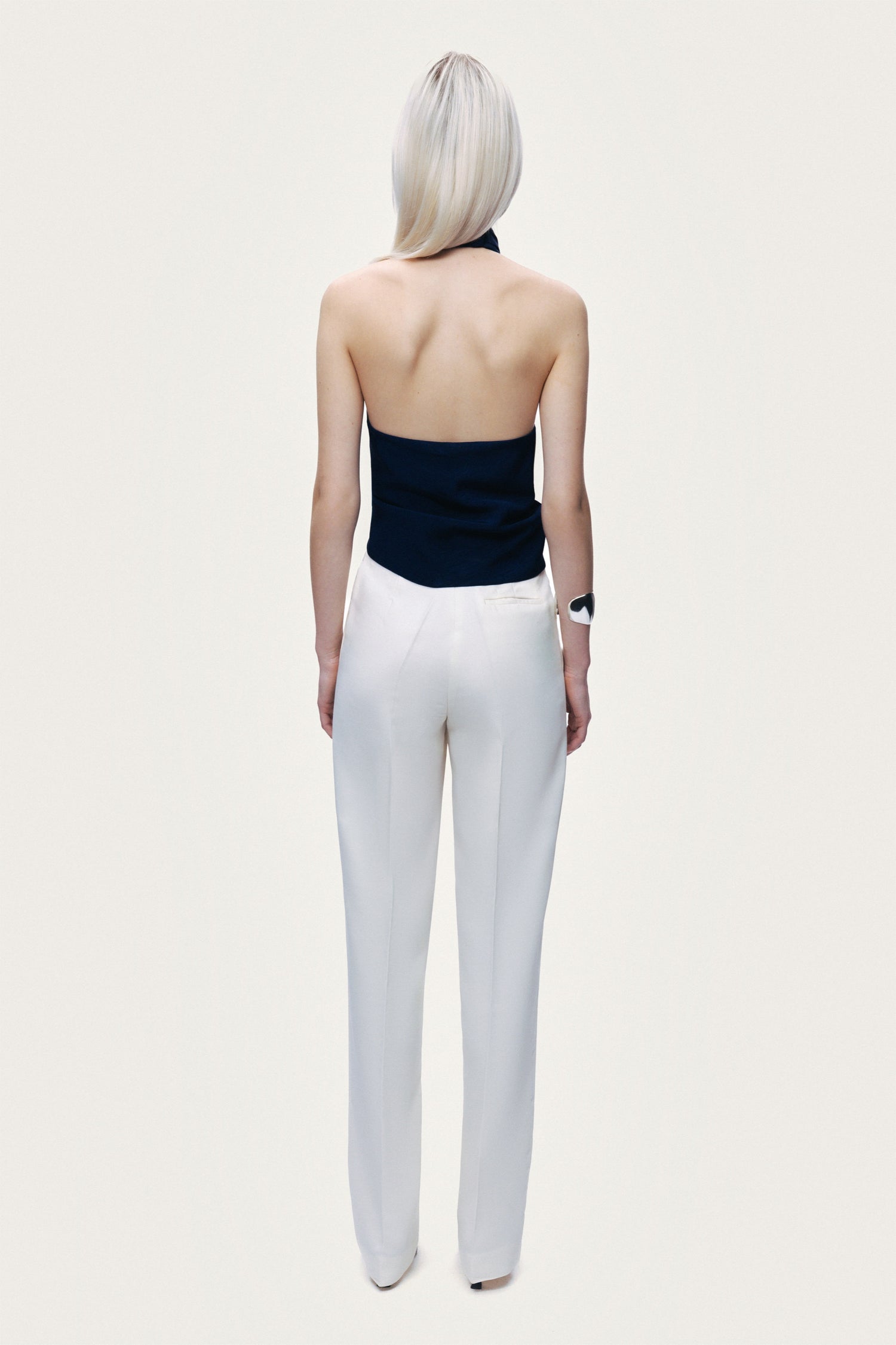 Neck-Tie Accessory Detail Backless Bustier
