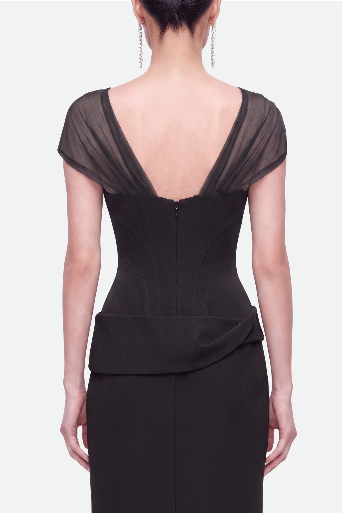 Boned Sweetheart Peplum Midi Dress