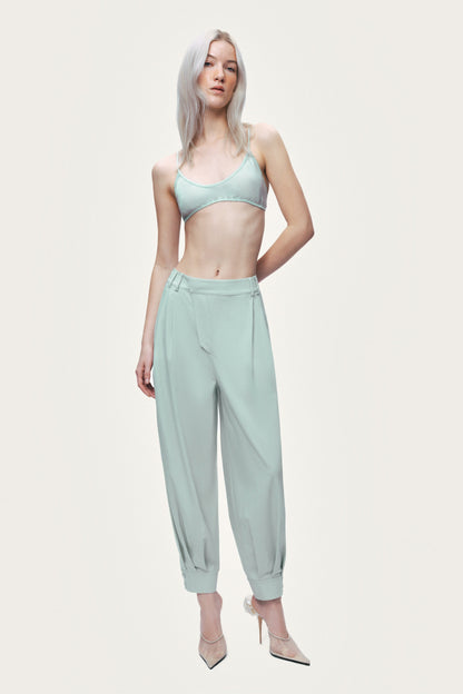 Draped High-Waist Harem Trouser