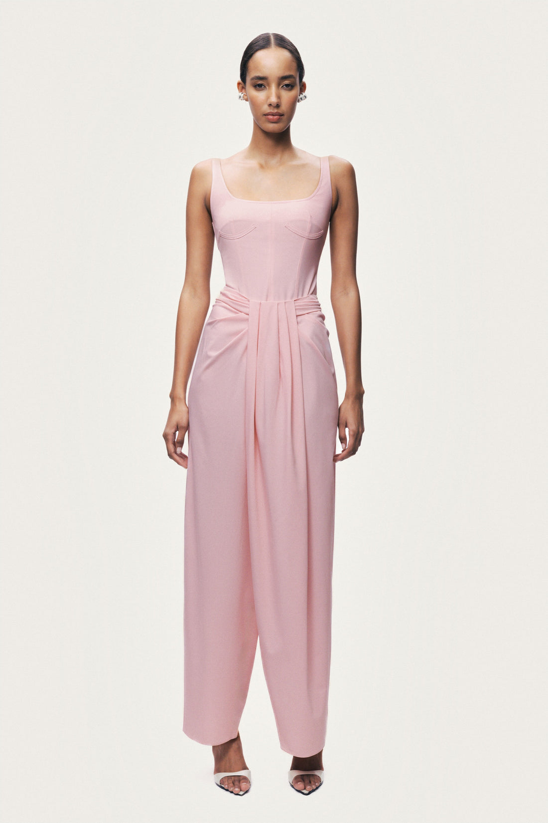 Pleated Detail Wide-Leg Trouser
