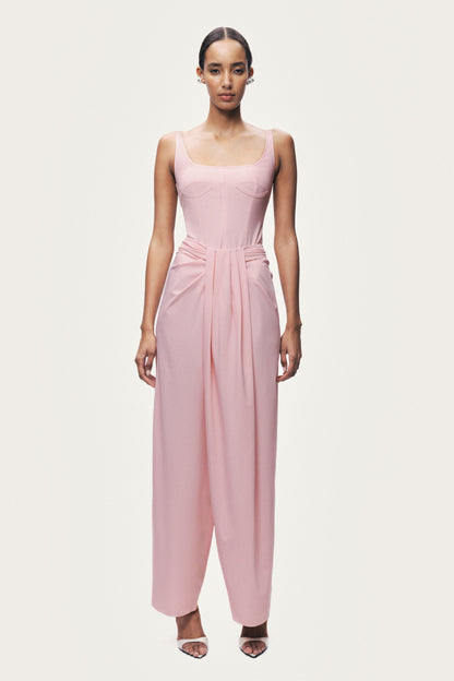 Pleated Detail Wide-Leg Trousers