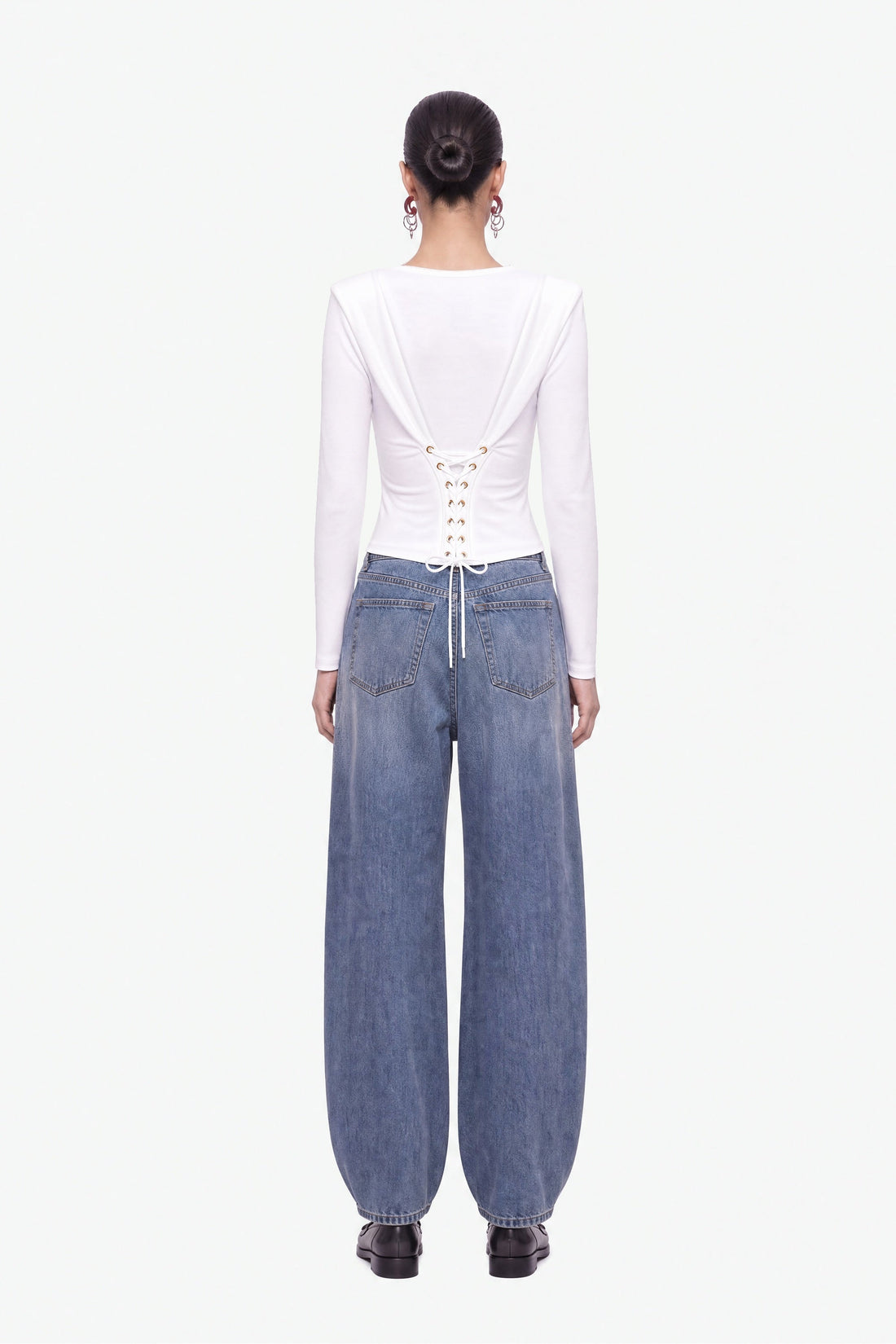 Eyelet Lace Up Blouse