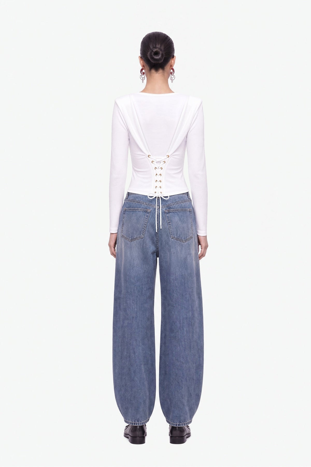 Eyelet Lace Up Blouse