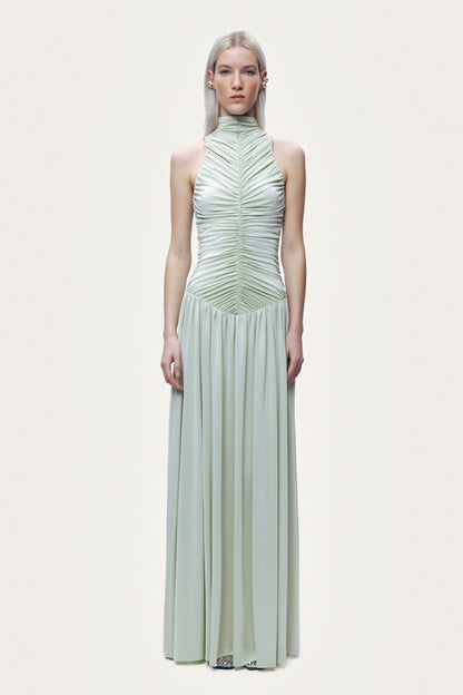 Draped High-Neck Maxi Dress