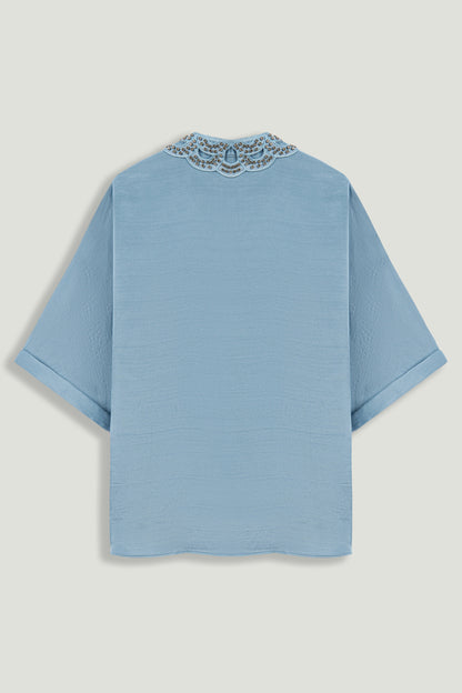 Stone Accessory Collar Detail Shirt