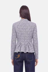 Checked Clasp Peplum Blouse